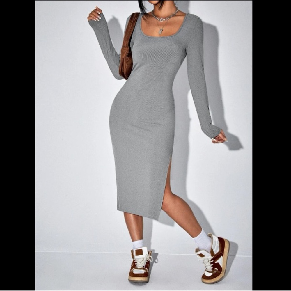 Shein | ribbed square neck dress size small
